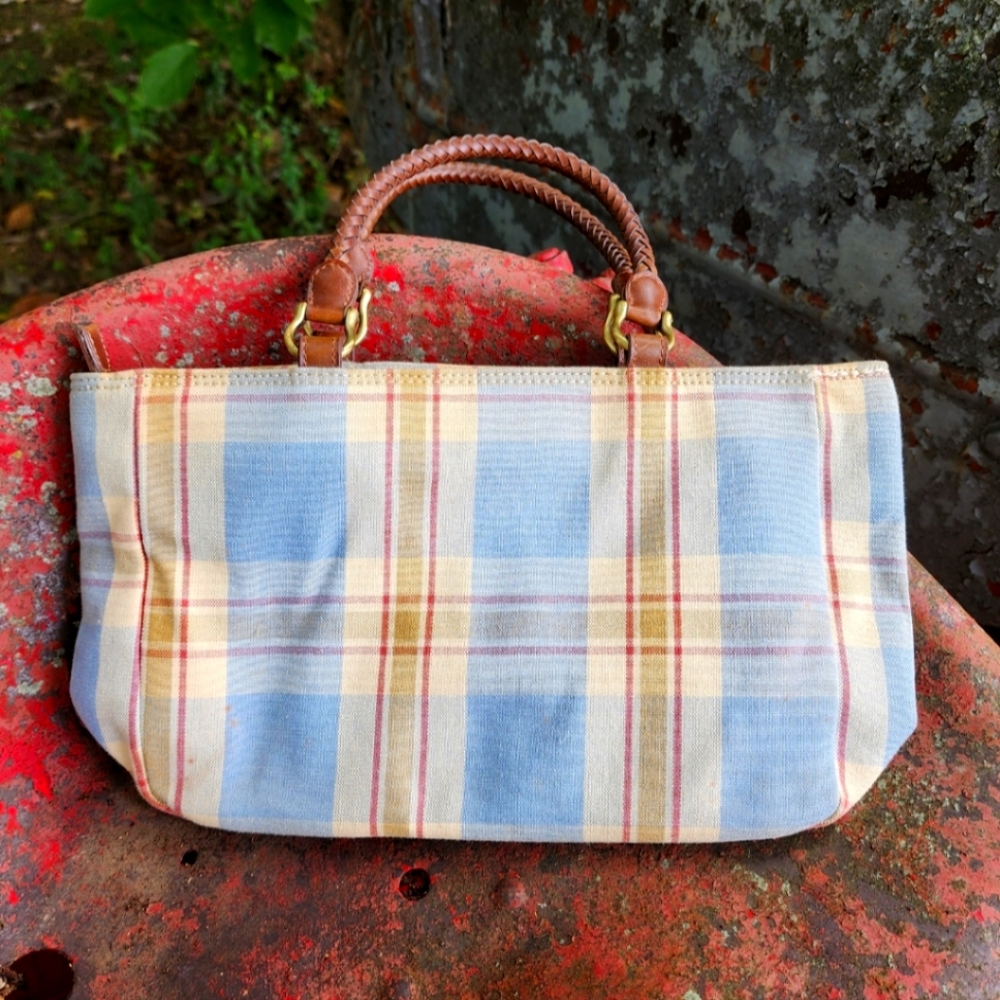 Plaid Relic Purse with Braided Leather Handles